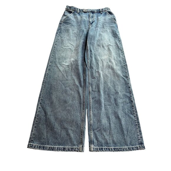 GRLFRND x Maggie MacDonald Leigh Mid Rise Trousers in Legacy Park Blue